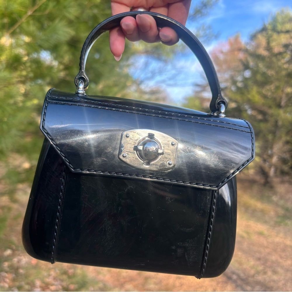 Classic Black Patent Top-Handle Women's Bag